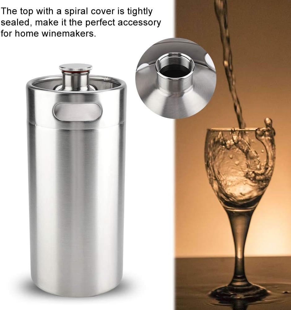 Mini-Bierfass aus Edelstahl, 4 l, mit Spiraldeckel, tragbares Bierfass für Zuhause, Hotel-Zubehör