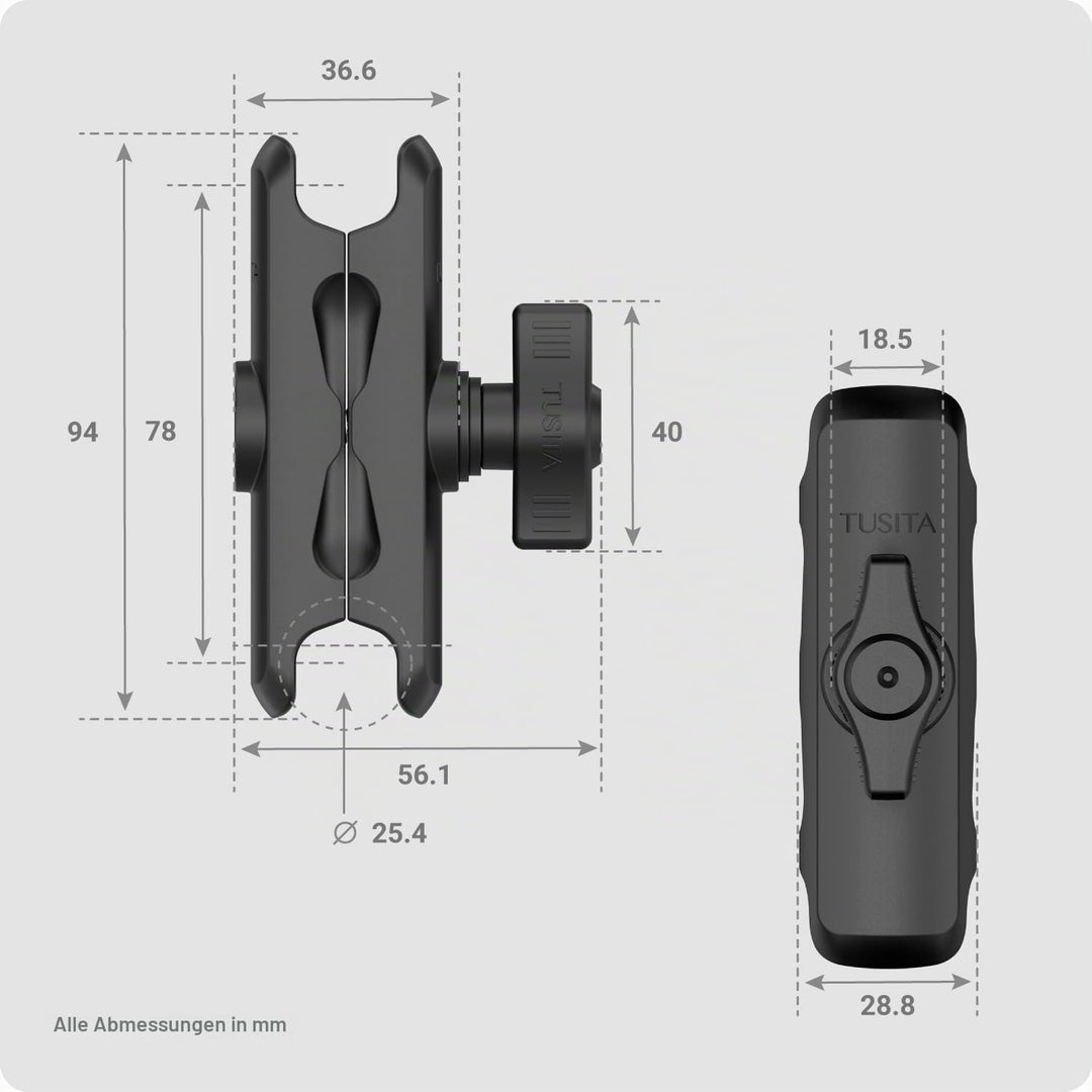 TUSITA Doppel-Arm für Steckerhalterung 1" - B-Grösse Mittel Medium Arm, Medium Arm