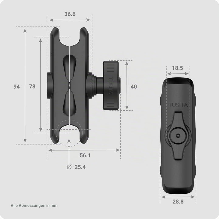 TUSITA Doppel-Arm für Steckerhalterung 1" - B-Grösse Mittel Medium Arm, Medium Arm