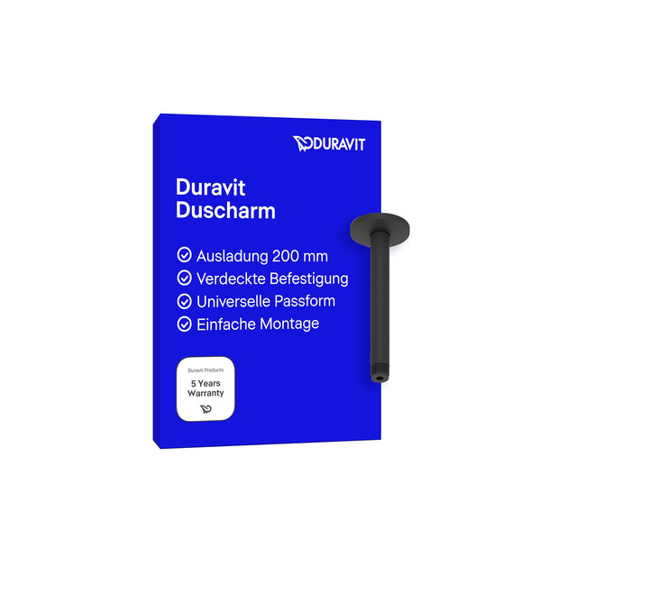 Duravit UV0670025046 Universal Duscharm, Duscharmatur Deckenbefestigung, Brausearm 200 mm, Duschbrau
