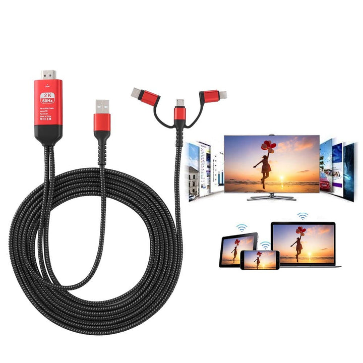 Telefon zu HDTV Adapterkabel, 3 in 1 USB Adapterkabel, Unterstützung 1080P Auflösung, für Fernseher