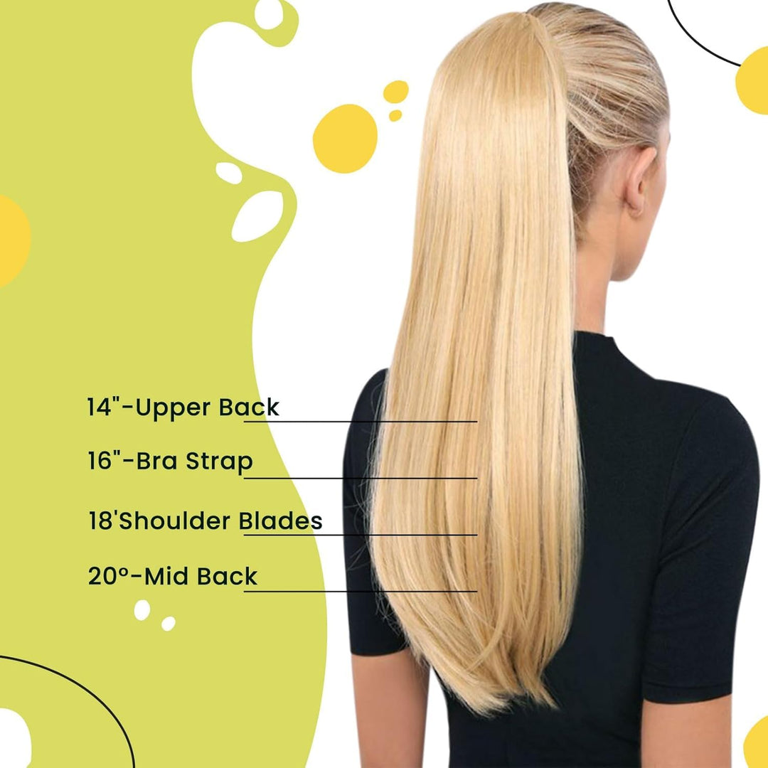 RUNATURE Zopf Extensions Echthaar Goldblond mit Hellblond Ponytail Echthaar Extensions Blond Pferdes