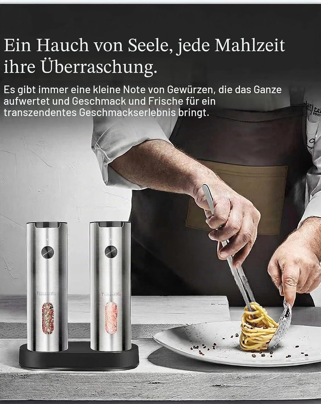 Elektrisches Salz- und Pfeffermühlen-Set mit Ladestation – erweiterte Version mit grossem Fassungsve