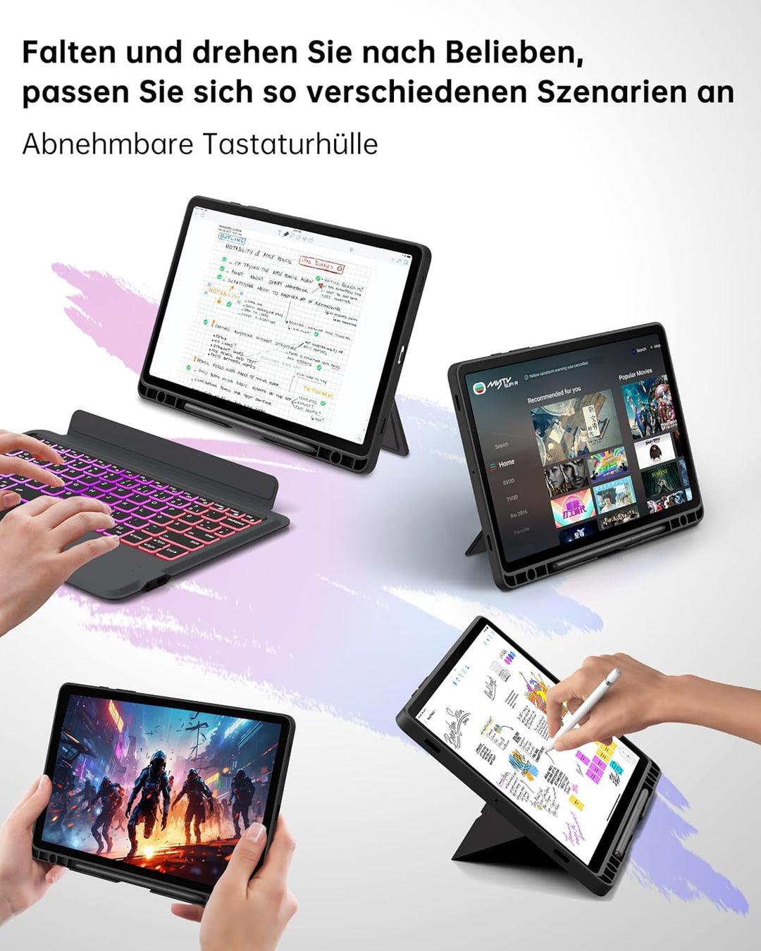 Ai Key Tastatur für Samsung Galaxy Tab S10 Lite/S10 FE/S9 FE/S9 : DEX-Modus mit einem Klick,Auto Auf