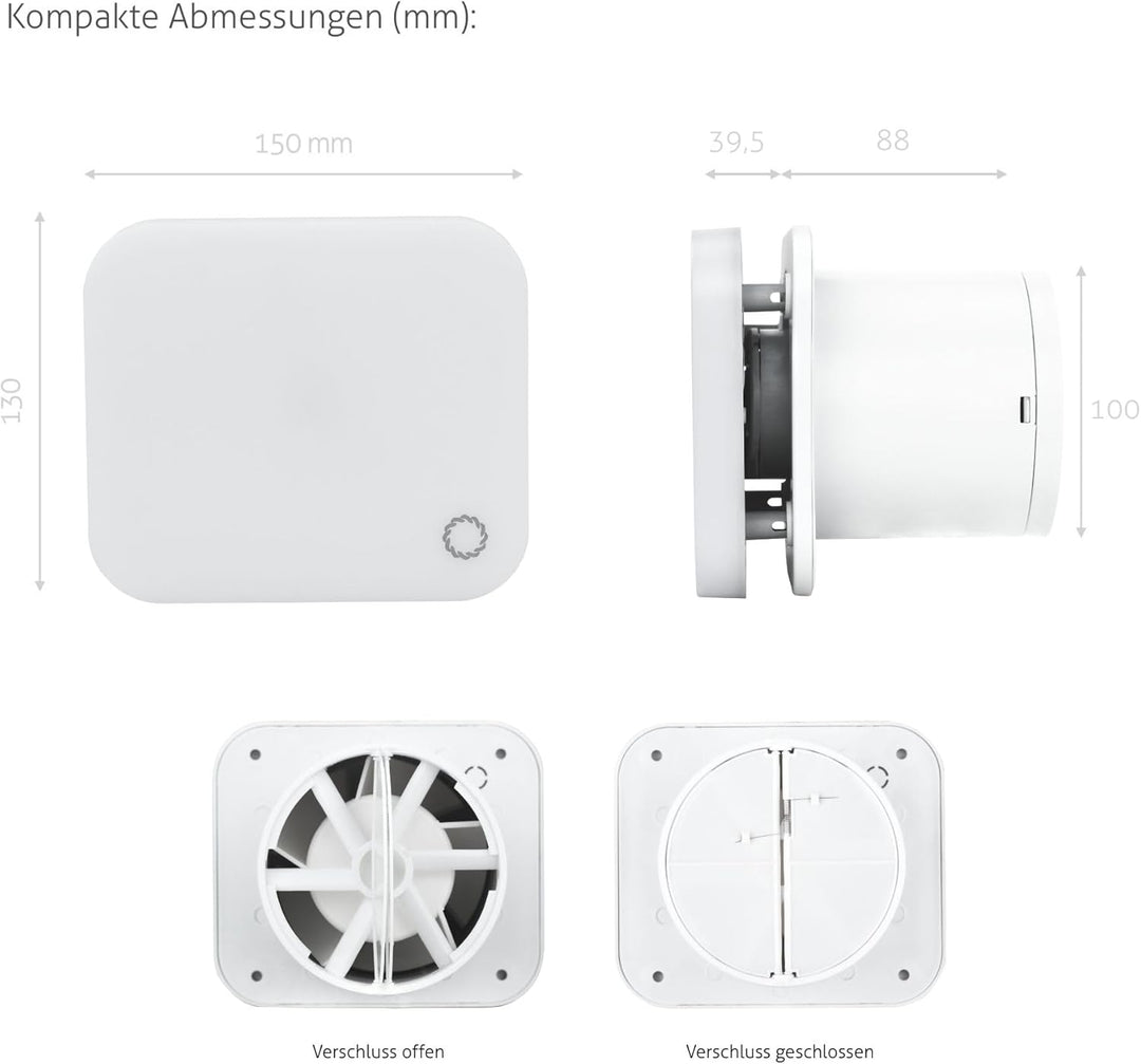Turbionaire TREND 100 SL Badlüfter mit LED-Frontpanel 7W 5000K, 100 mm Abluftventilator, 33 dB leise