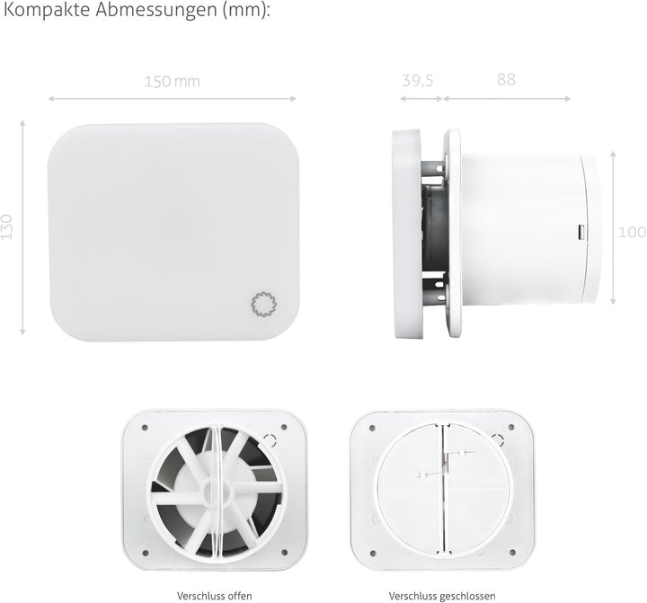 Turbionaire TREND 100 SL Badlüfter mit LED-Frontpanel 7W 5000K, 100 mm Abluftventilator, 33 dB leise