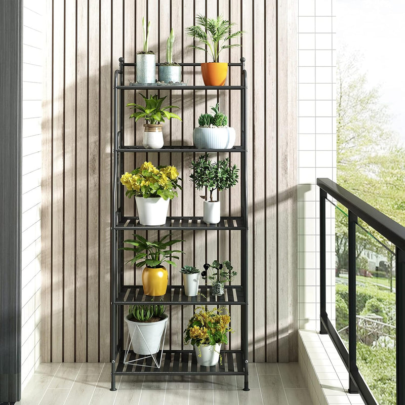 DAWNYIELD 5 Tier Metall Pflanzenständer Blumentopfhalter Rack Lagerregal Indoor Outdoor Home Organiz