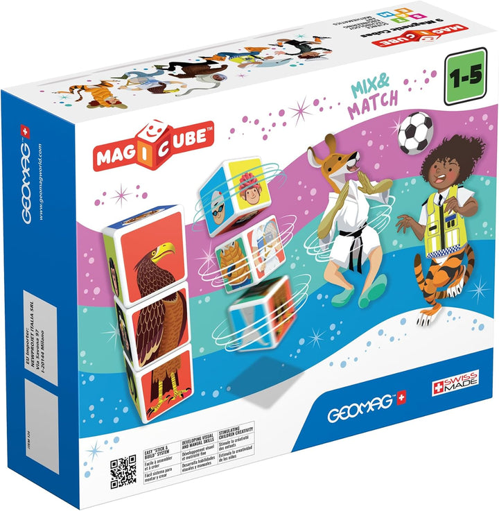 Geomag 124 - Magicube Mix & Match, 9 Magnetwürfel für Konstruktionen Mix & Match, 9 Cubes, Mix & Mat