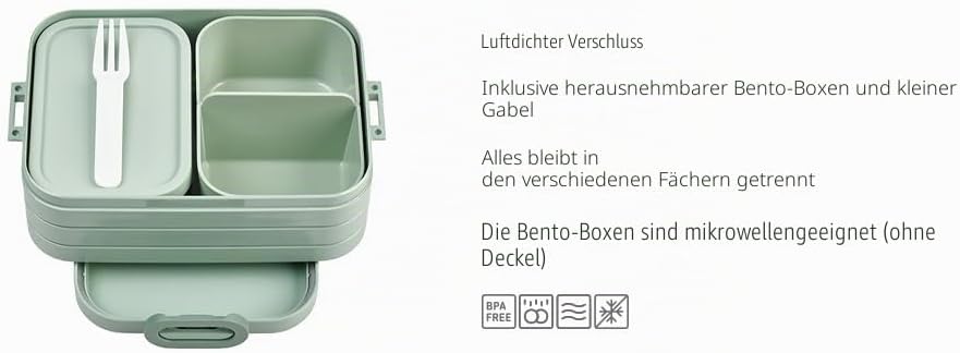 Mepal Bento Brotdose Midi Take A Break - Brotdose mit Bento Box - Für 2 Sandwiches oder 4 Brotscheib