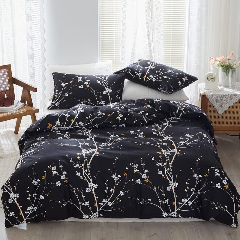 OLDBIAO Bettwäsche 135x200 cm 2 teilig Set, Schwarz Mikrofaser Bettbezug 135x200cm Kissenbezug 80x80