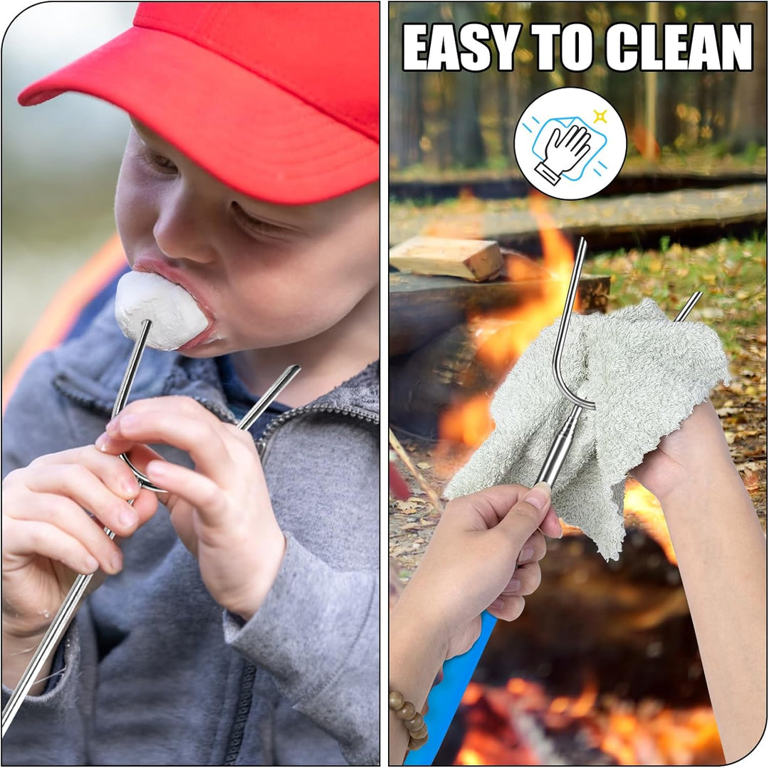 Briout Marshmallow-Bratstäbe, 12 Farben, extra lang, 114 cm, Edelstahl, Teleskop-Hot-Dog-Smores-Spie