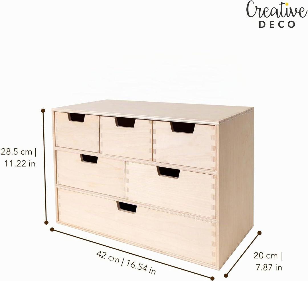 Creative Deco Schubladenbox Schubladenelement | 6 Schubladen | 42 x 20 x 28,5 cm (+/- 1 cm) | Mini-K