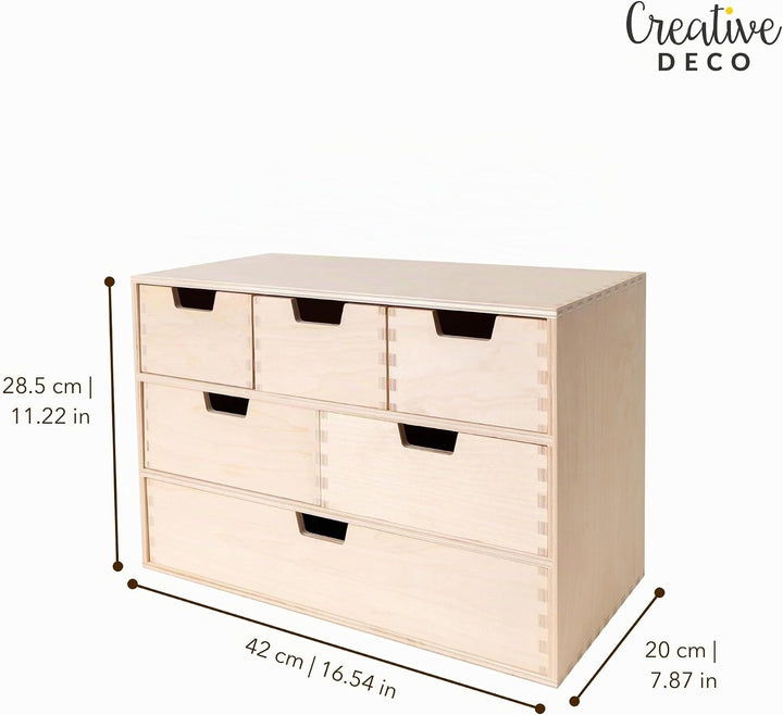 Creative Deco Schubladenbox Schubladenelement | 6 Schubladen | 42 x 20 x 28,5 cm (+/- 1 cm) | Mini-K