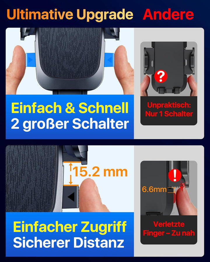 Handyhalterung Auto [2024 Best] Handy Halterung Auto [Stärkst Saugnapf & Clip] Universal Auto Handyh