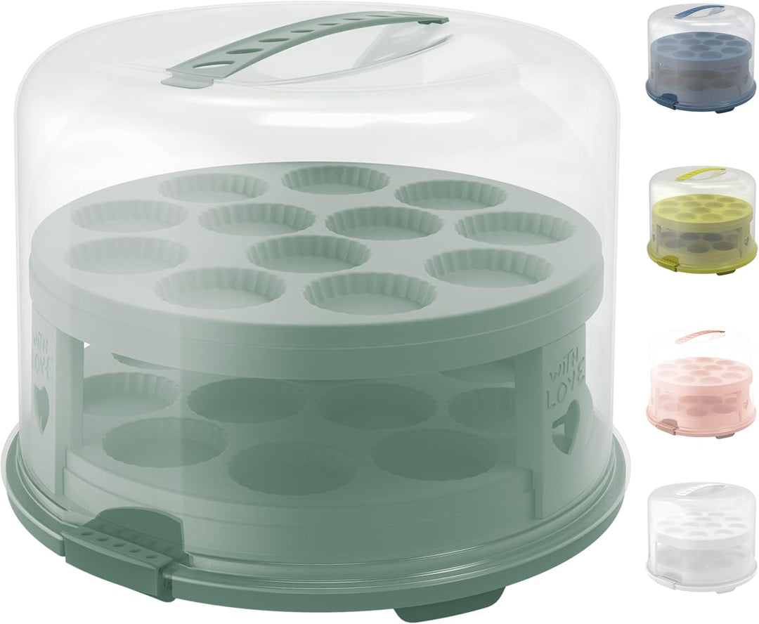 Rotho Fresh Tortenglocke hoch mit Trays, lebensmittelechter Kunststoff (PP) BPA-frei, türkis/transpa