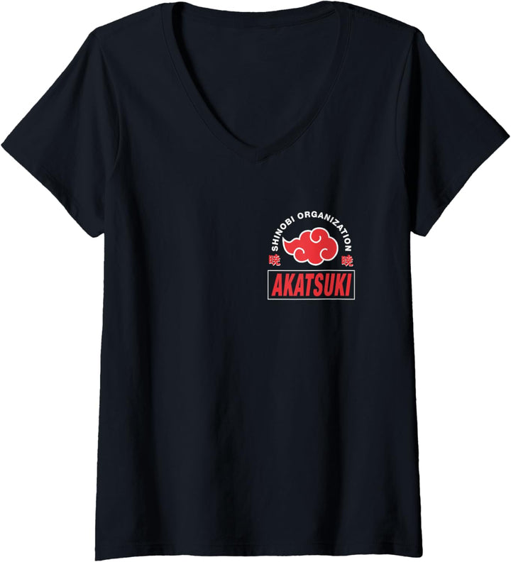 Naruto Shippuden Akatsuki Shinobi Organisation T-Shirt mit V-Ausschnitt