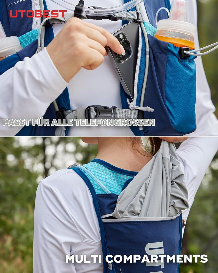 UTOBEST Trinkrucksack 5L, Laufweste, Herren Damen Ultraleicht Laufrucksack für Laufen, Marathon, Jog