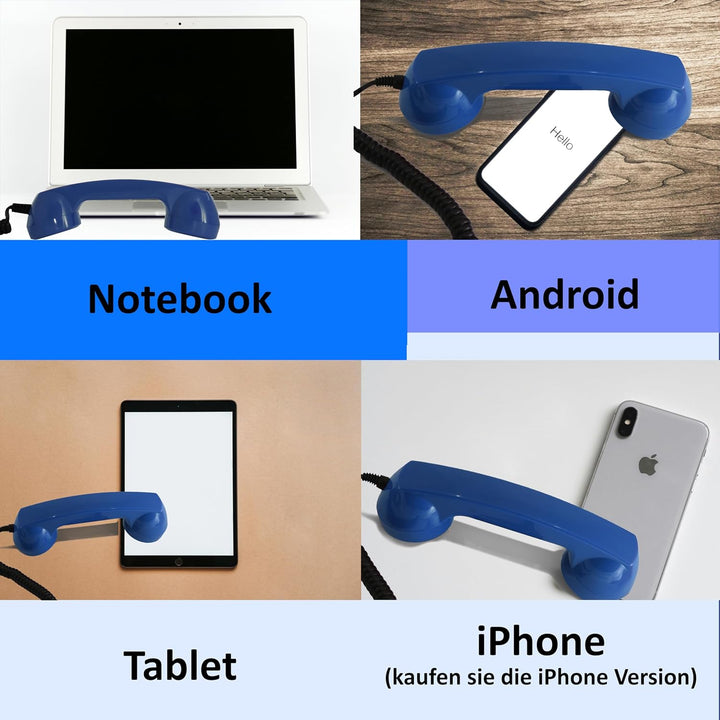 Opis 60s Micro - Retro Handyhörer für Android Smartphones, Tablets, Notebooks und Handys in der Form