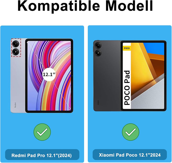 Xiaomi Redmi Pad Pro 12.1 Tastatur Hülle - Xiaomi Pad Poco 12.1 Zoll 2024, 7 Farben Beleuchtung Magn