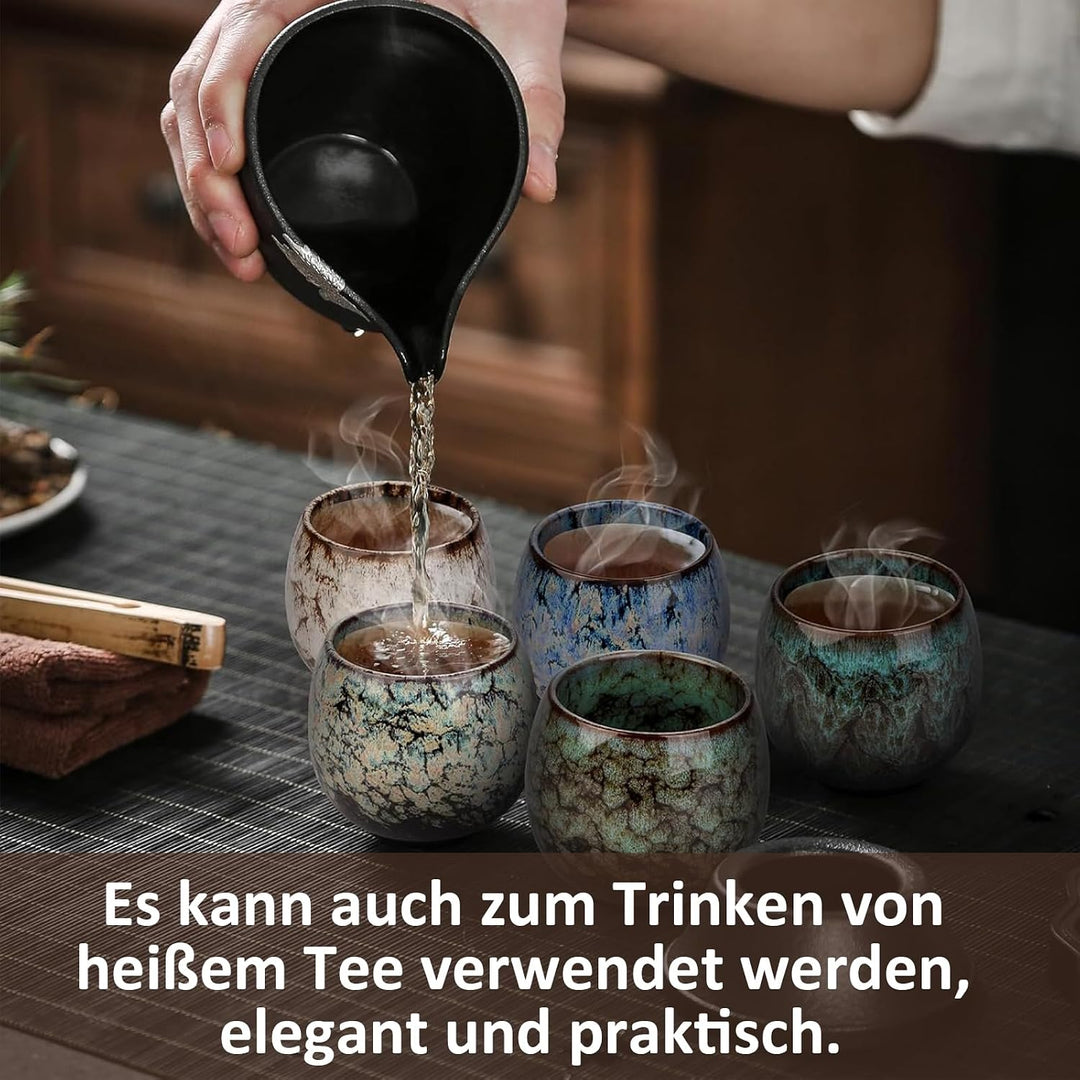 Espressotassen Set, 5 x 110ml Mini Espressotassen, Dickwandig Tassen aus Steingut, Keramik Kleine Ka