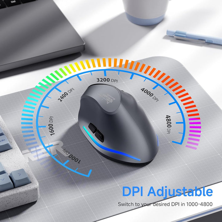 ECHTPower 2.4G Vertikale Ergonomische Maus Wireless, Wiederaufladbare kabellose Funkmaus Computermau