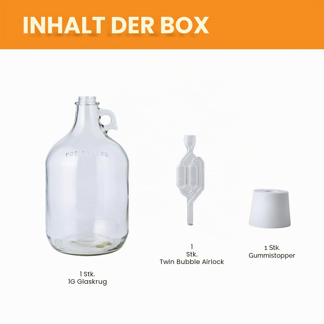 Home Brew 2118551 Ohio Weingärer aus Glas, inkl. Gummistopfen und Luftschloss, ca. 45 l