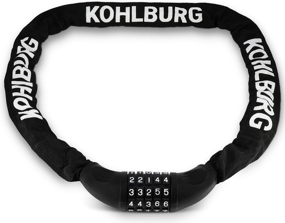 KOHLBURG sehr langes Zahlenschloss 110cm lang & 6mm stark mit Zahlencode - Kettenschloss mit Zahlenk
