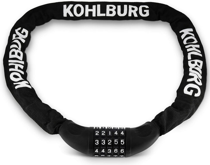 KOHLBURG sehr langes Zahlenschloss 110cm lang & 6mm stark mit Zahlencode - Kettenschloss mit Zahlenk