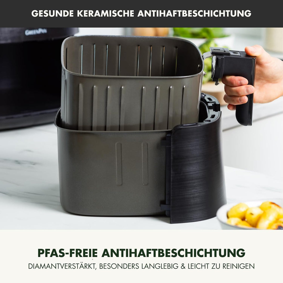 GreenPan Bistro 11-in-1 XL Air Fryer Backofen, 7,2 L, Antihaftbeschichteter Korb, Schnelles Aufheize