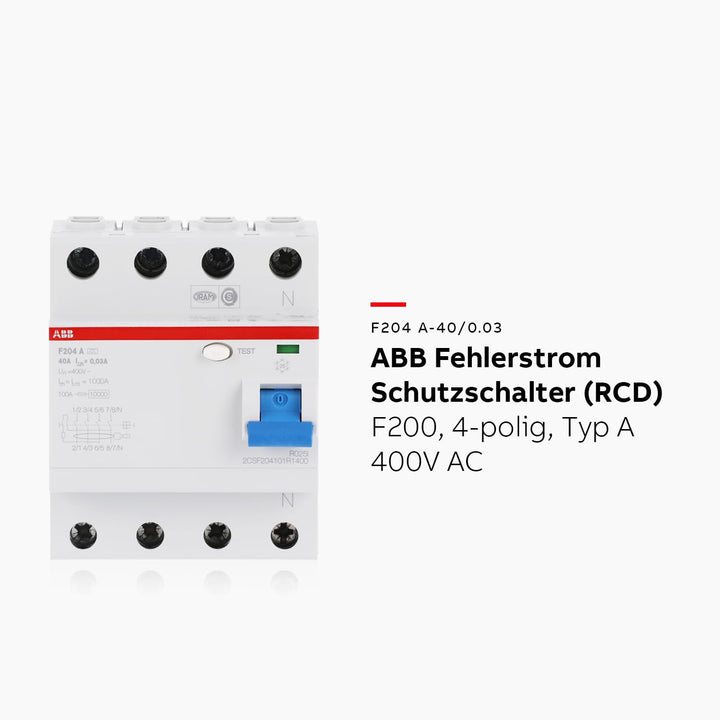 ABB F200 RCCB, 4-polig, 40A, 30mA Typ A CE 400V ac Single, Single