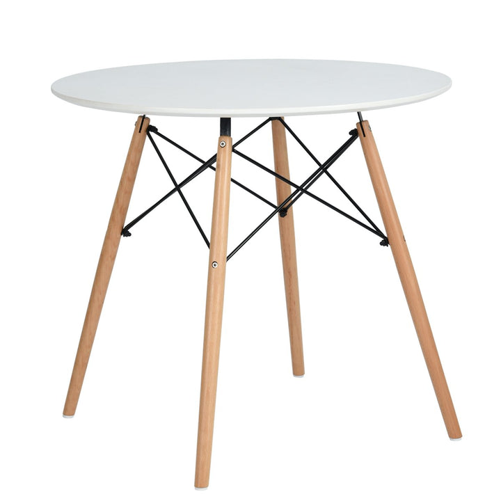 H.J WeDoo Esstisch Rund Küchentisch Modern Retro Kaffeetisch mit Buche Holz Beine Weiss 80 x 75 cm,