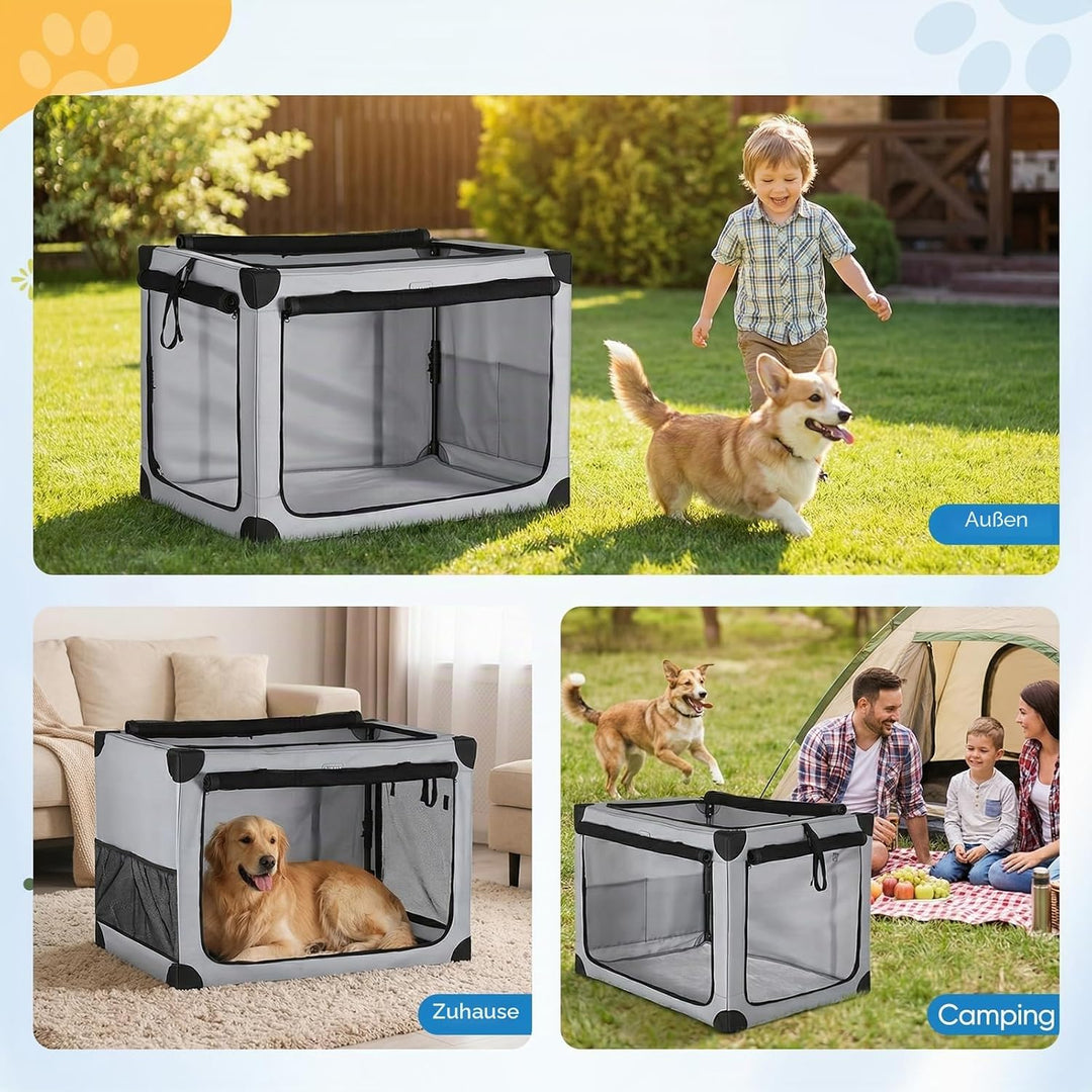 Faltbare Hundetransportbox Faltbar Zusammenklappbar | Wasserdicht Hundebox Auto mit Tür | Tragbarer