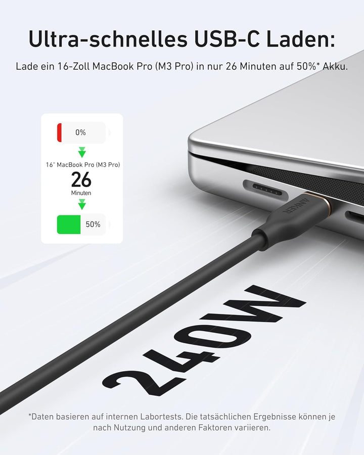 Anker 240W USB C auf USB C Kabel, [1 Stück 1,8m] PD 3.0 Schnellladekabel USB C Kable 1,8m Schwarz, 1