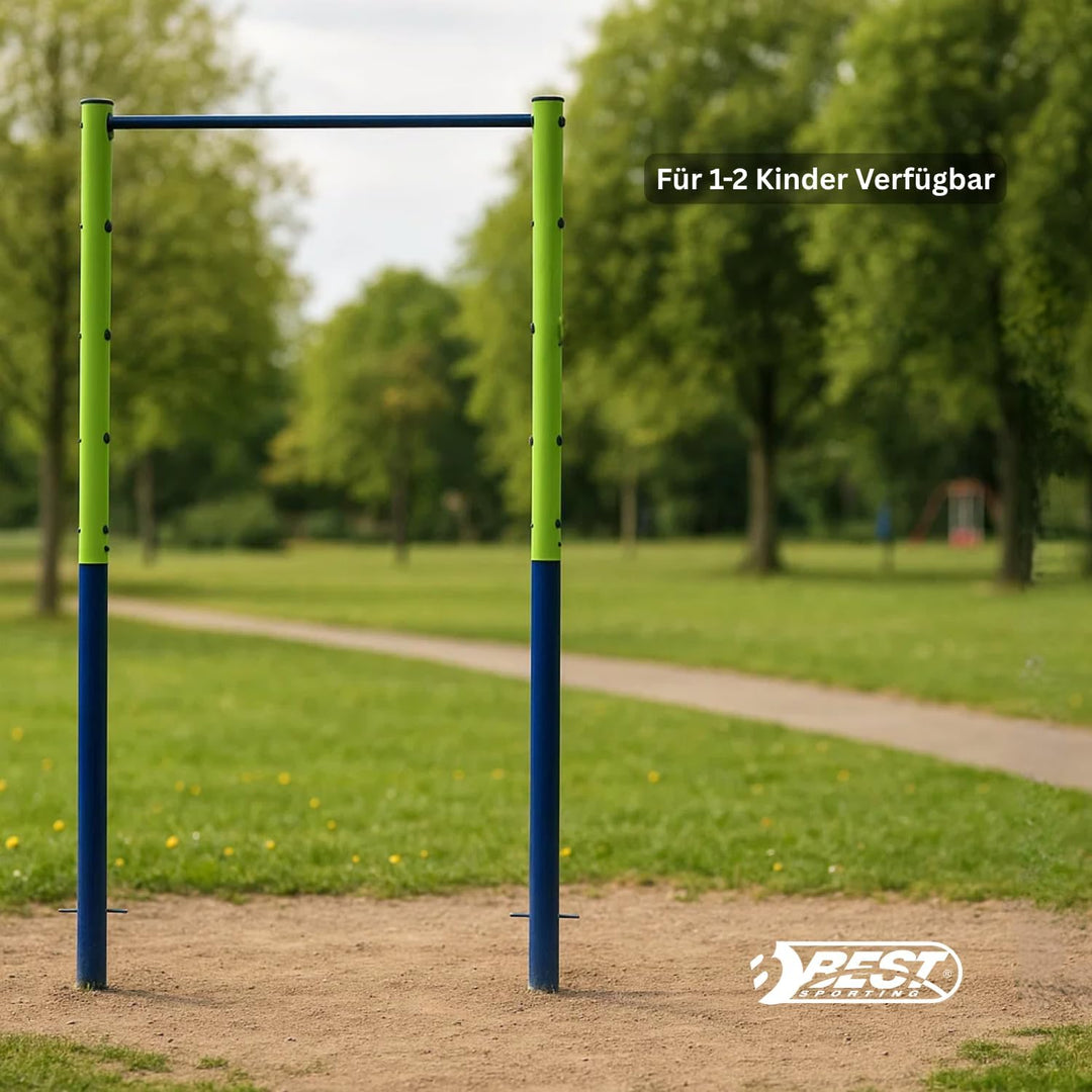 Best Sporting Garten-Turnreck Einzel- oder Doppel-Turn-Reck, Garten-Reck, grün-blau (Einzel - 118 cm