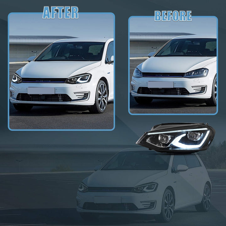 VLAND L-ED Scheinwerfer passend für G-olf 7 2014-2019,(Nicht für GTI/GTD/R/TDI),Paar Scheinwerfer Go
