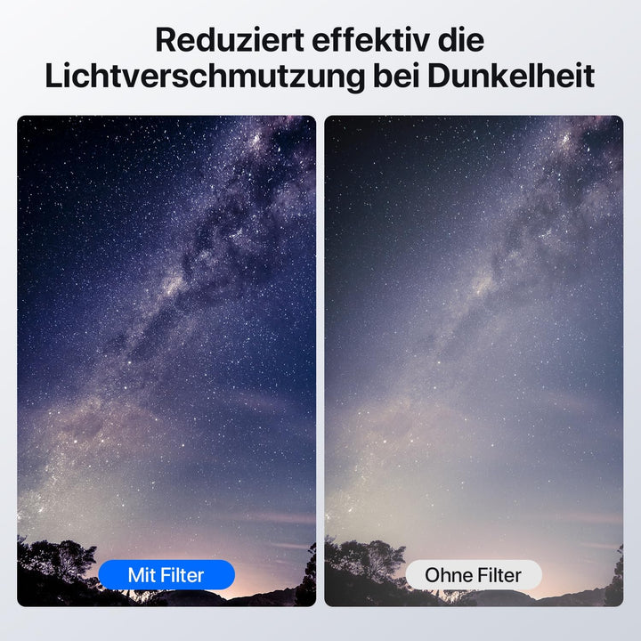 Rollei Astroklar Nachtlicht Light Pollution Filter – 82mm Rundfilter Stadtlicht-Filter geeignet für