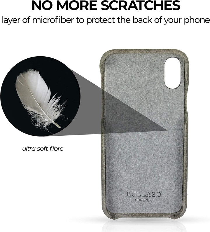 BULLAZO Menor Classic – Edle Hülle aus Leder, Kompatibel mit iPhone XR 10R, Grau, Grau