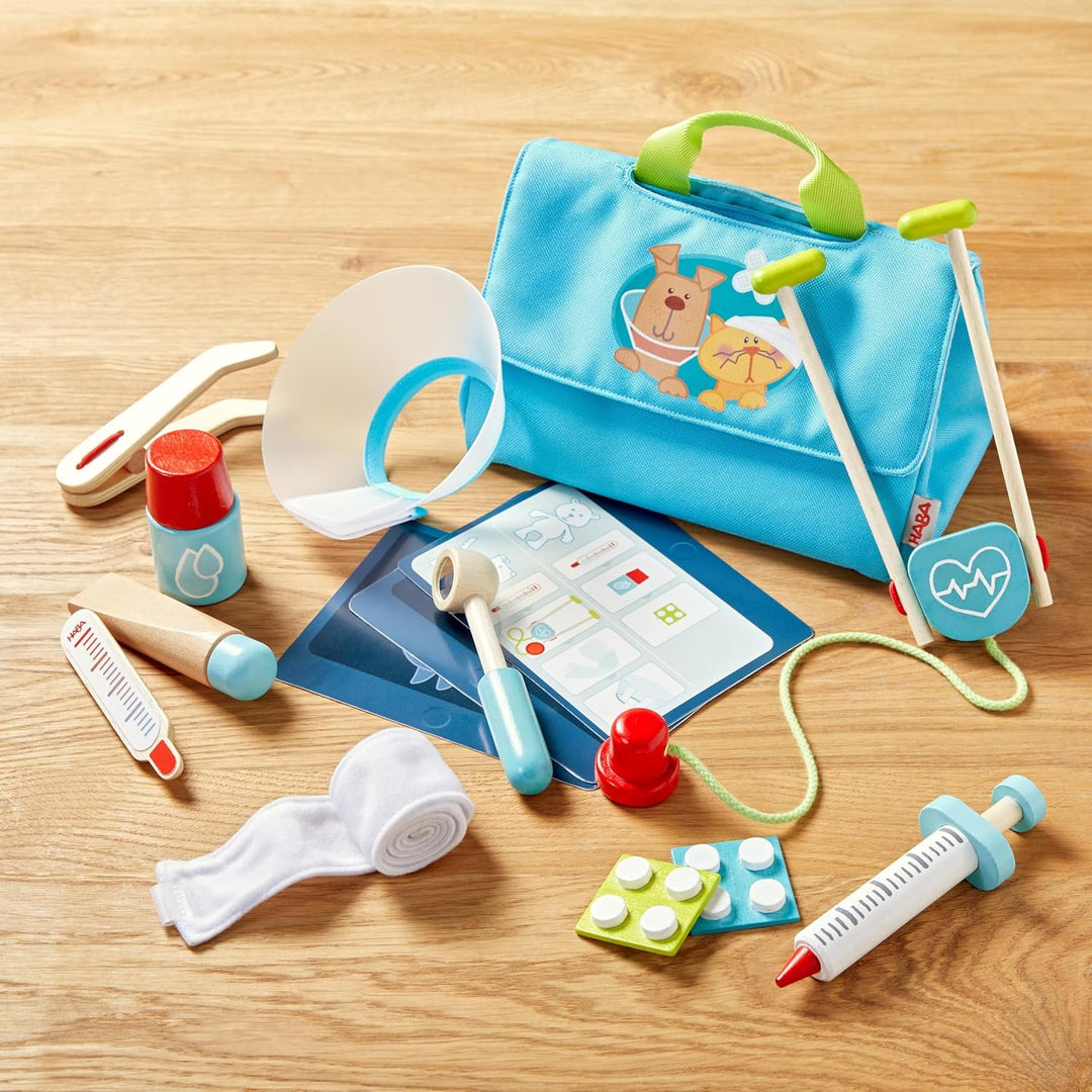HABA Creative Play Tierarzt-Spielset – Holz-Tierpflege-Zubehör für Kinder – Perfekte Ergänzung für T