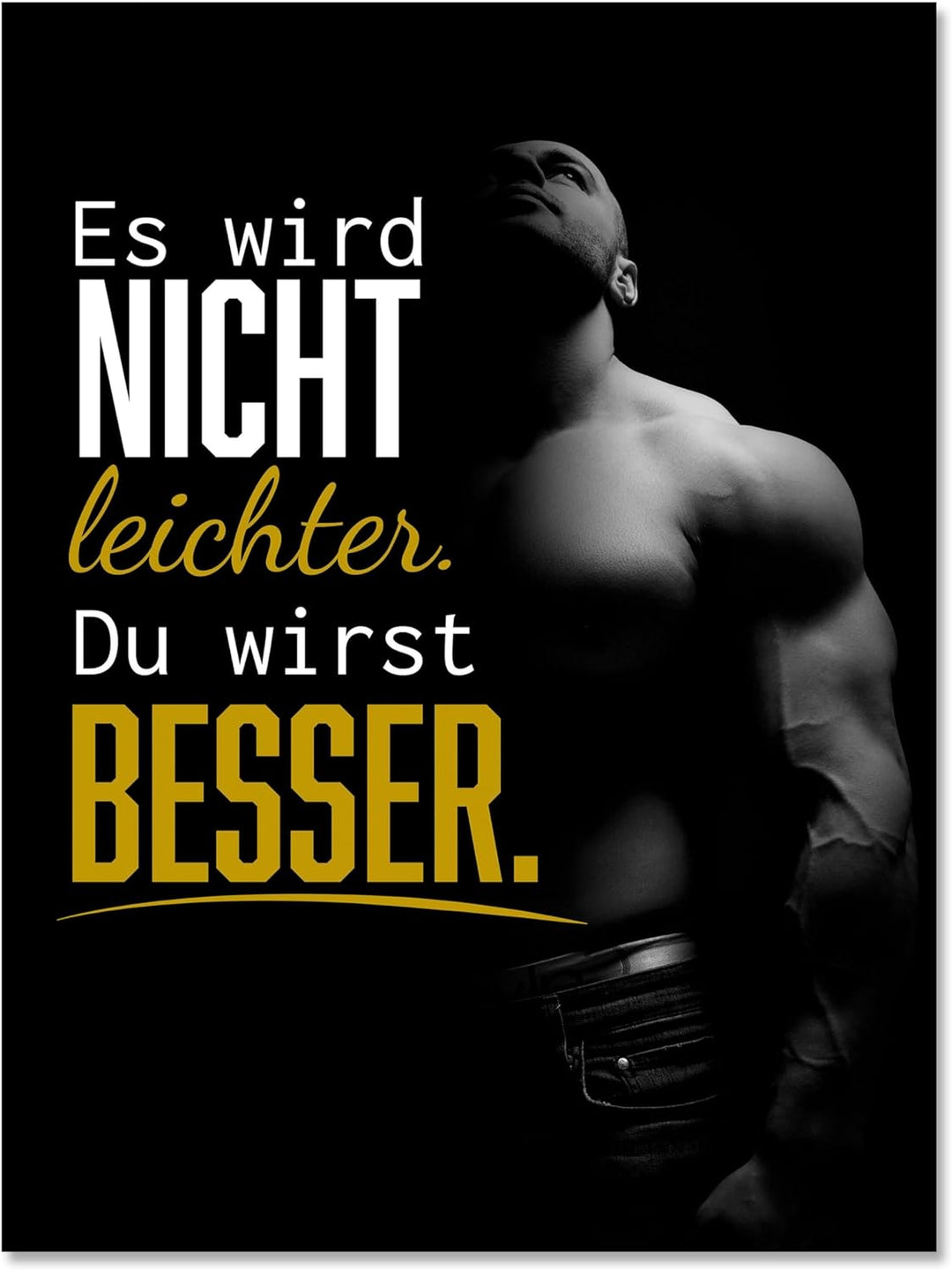 wandmotiv24 Motivations Motiv als Leinwandbild, 100x75cm, Hochformat, Motivation, Besser, Muskeln, F