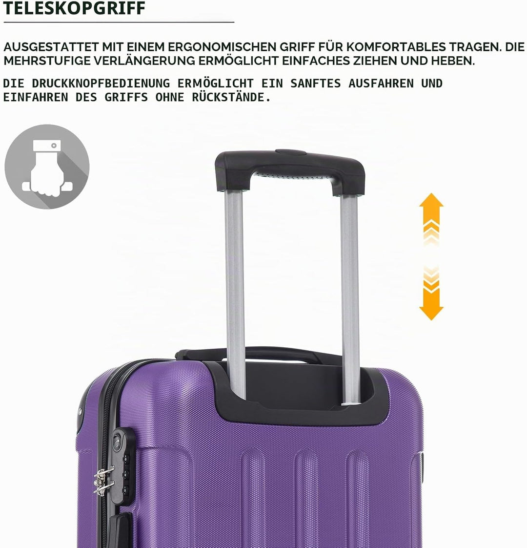 Trolley Koffer Suitcase, Reisekoffer, Rollkoffer Handgepäck, Hartschalenreisekoffer mit 4 Rollen 360