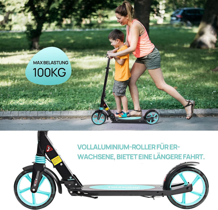 TENBOOM Roller Kinder 10 Jahre, Aluminium Tretroller klappbar Cityroller Höhenverstellbar, Roller Ki