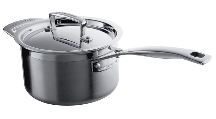 Le Creuset Stielkasserolle mit Deckel aus 3-ply Edelstahl, Ø 16 cm, Für alle Herdarten inkl. Indukti