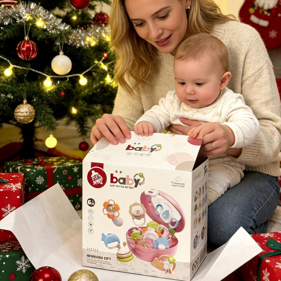 Beissring Rassel Baby Spielzeug - Zahnungshilfe Babyspielzeug 6 9 12 Monaten Shaker Greifling Baby,
