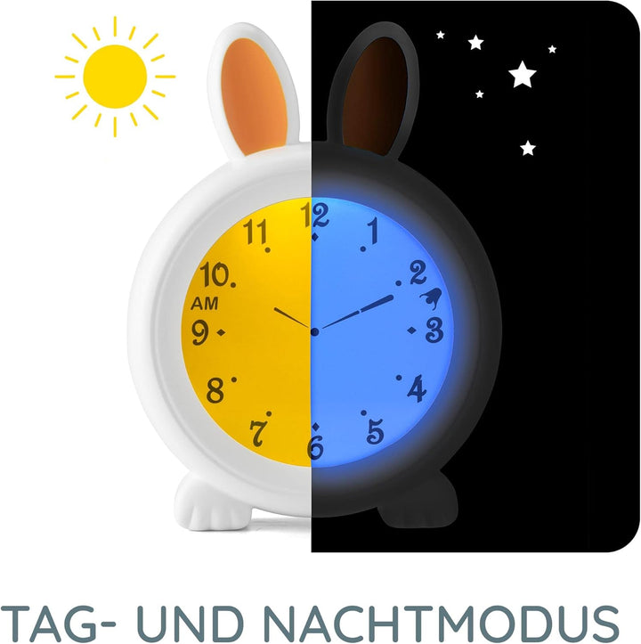 Alecto BC100BUNNY Kinderwecker - Nachttischlampe hilft Kindern EIN Zeitgefühl zu bekommen -Nachtlich
