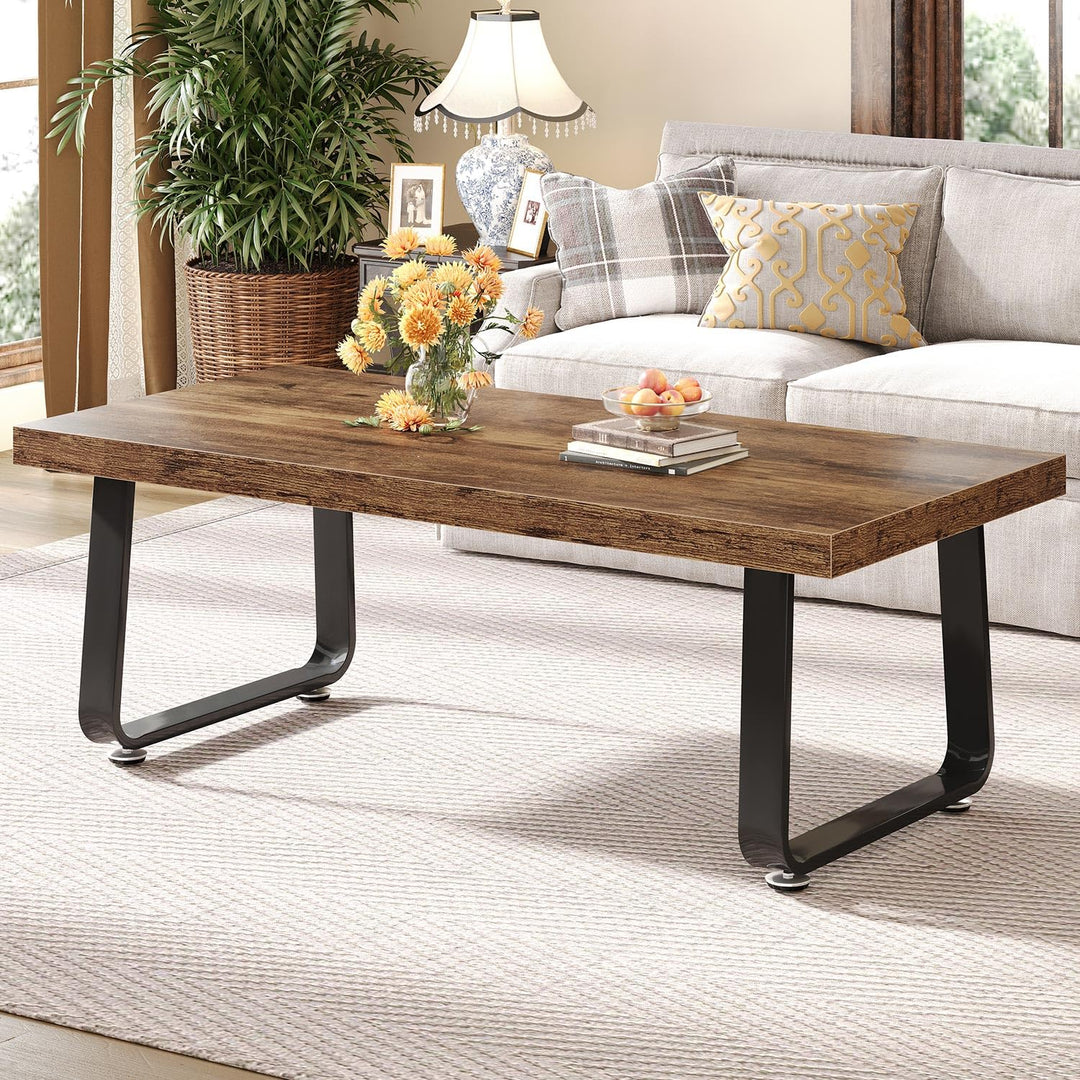 HSH Couchtisch Holz Tisch Wohnzimmertisch aus Holz Metallgestell Industrie Design für Wohnzimmer Bei