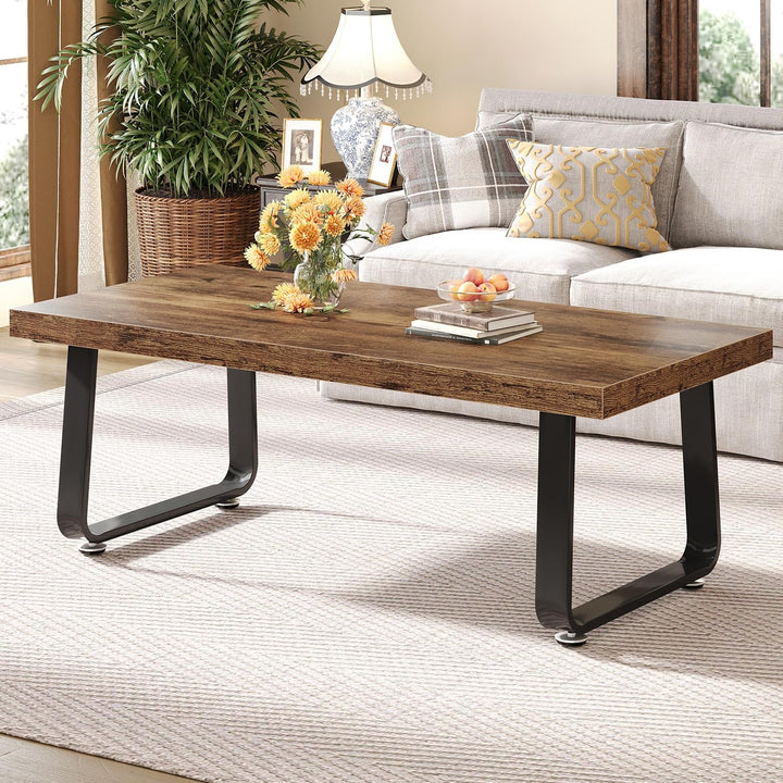 HSH Couchtisch Holz Tisch Wohnzimmertisch aus Holz Metallgestell Industrie Design für Wohnzimmer Bei