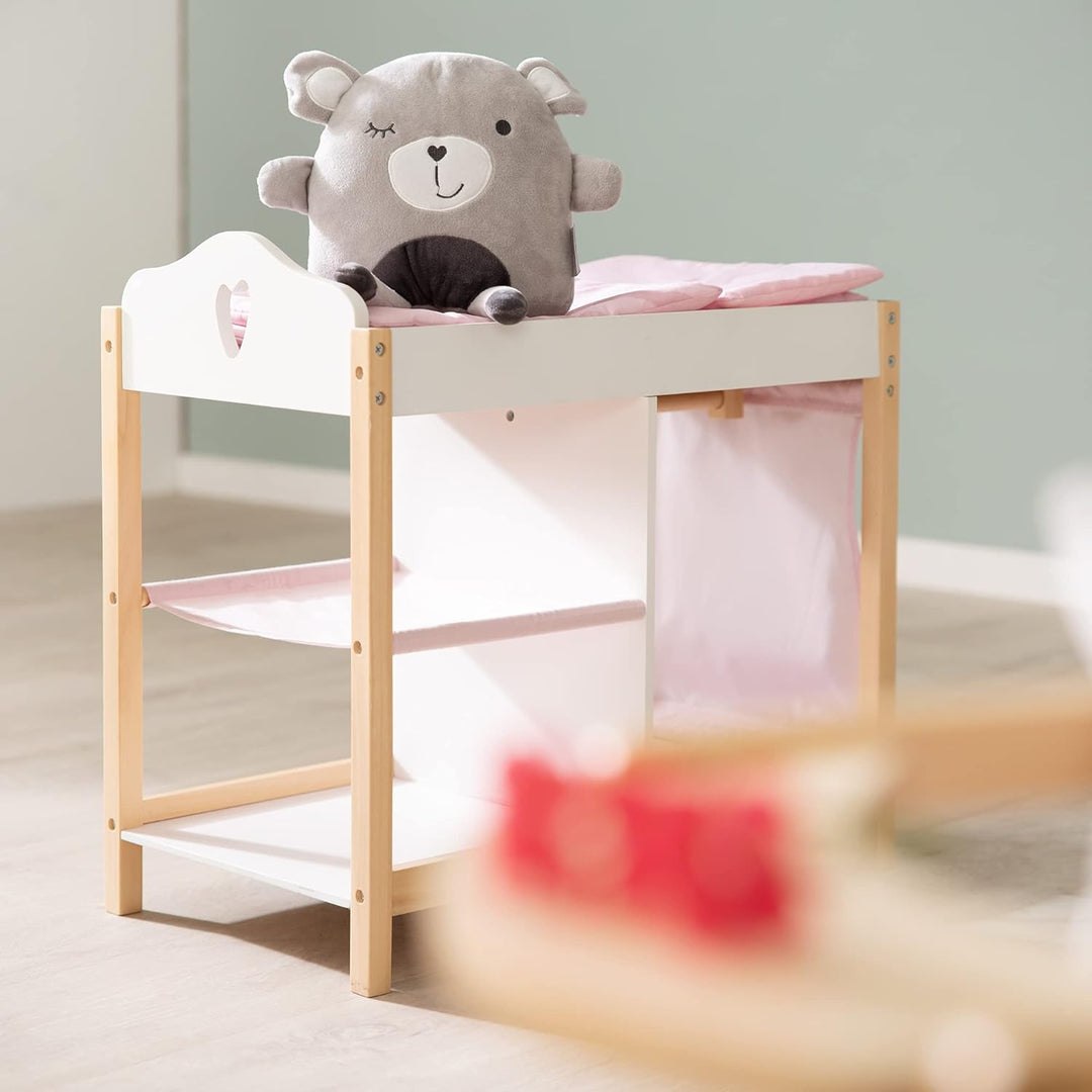 roba Puppenkommode und Puppenbett, Puppenmöbel Serie 'Scarlett', inkl. textiler Ausstattung, weiss,