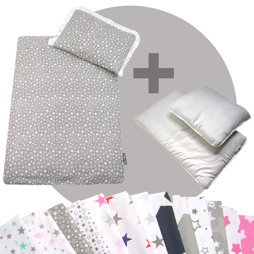 Rawstyle 4 TLG. Set Bezug (Stars) für Kinderwagen Bettwäsche Decke + Kissen + Füllung (Design 1), De