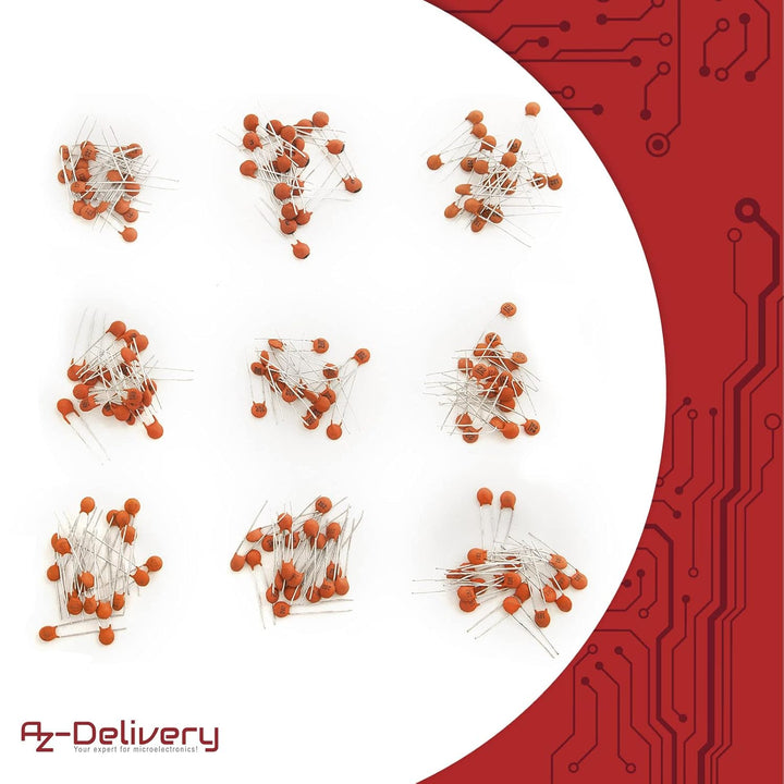 AZDelivery 3 x Kondensator Sortiment Keramik Kondensatoren 1000 Teile, 50 Sorten je 20 Stück kompati