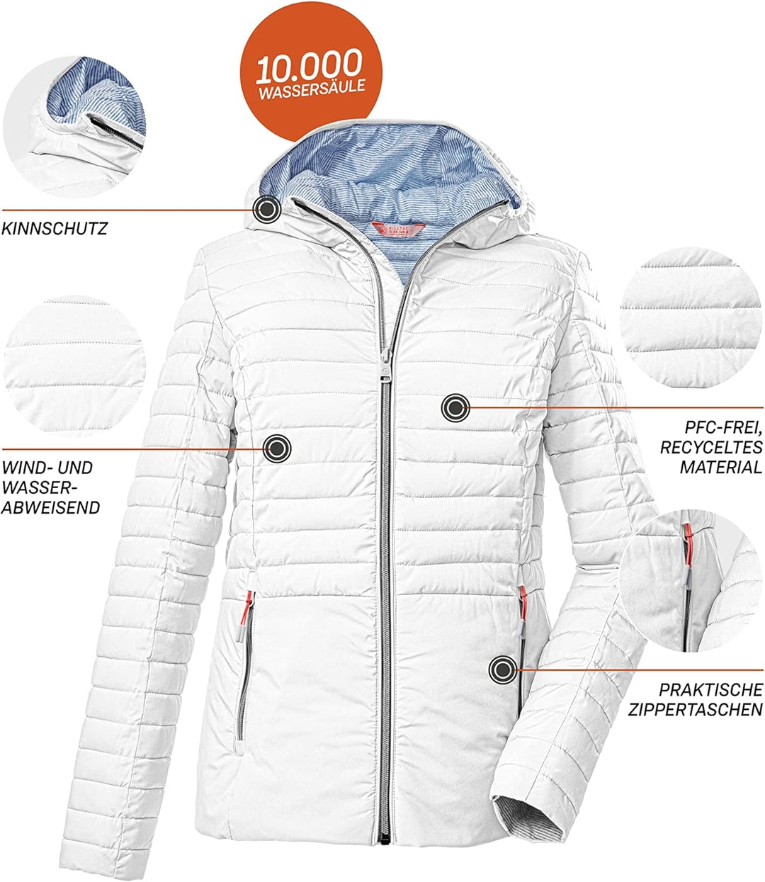 Killtec Damen Kos 117 Wmn Qltd Jckt Steppjacke mit Kapuze/Jacke in Daunenoptik, 34 Weiß